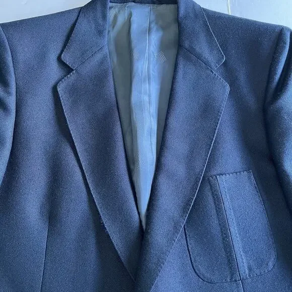 Vintage Lanvin men’s Navy Blue Two Button Blazer Jacket military gold